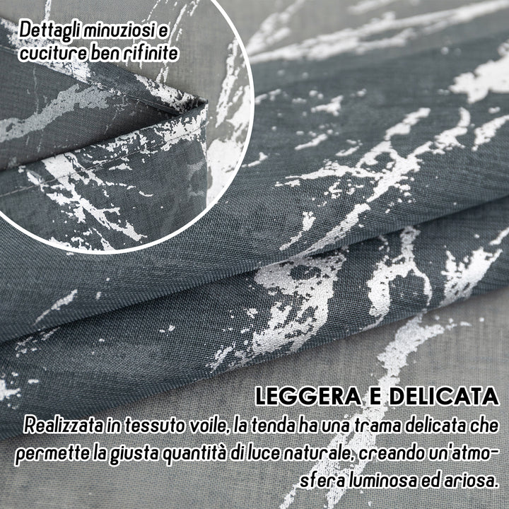 TENDA FAVIGNANA FILTRANTE FANTASIA ARGENTATA EFFETTO MARMO 1 PANNELLO 140X240CM GRIGIO