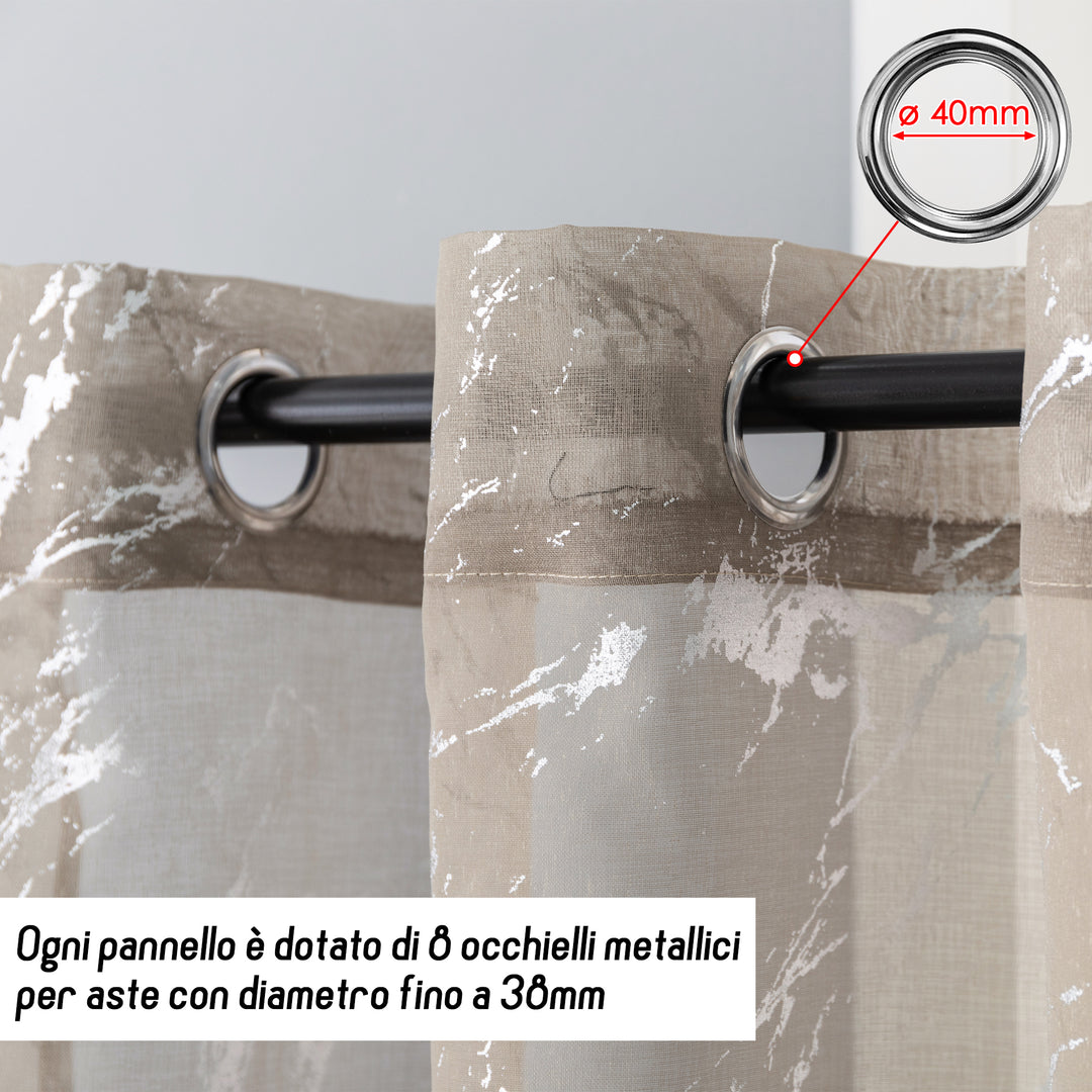 TENDA FAVIGNANA FILTRANTE FANTASIA ARGENTATA EFFETTO MARMO 1 PANNELLO 140X180CM TORTORA