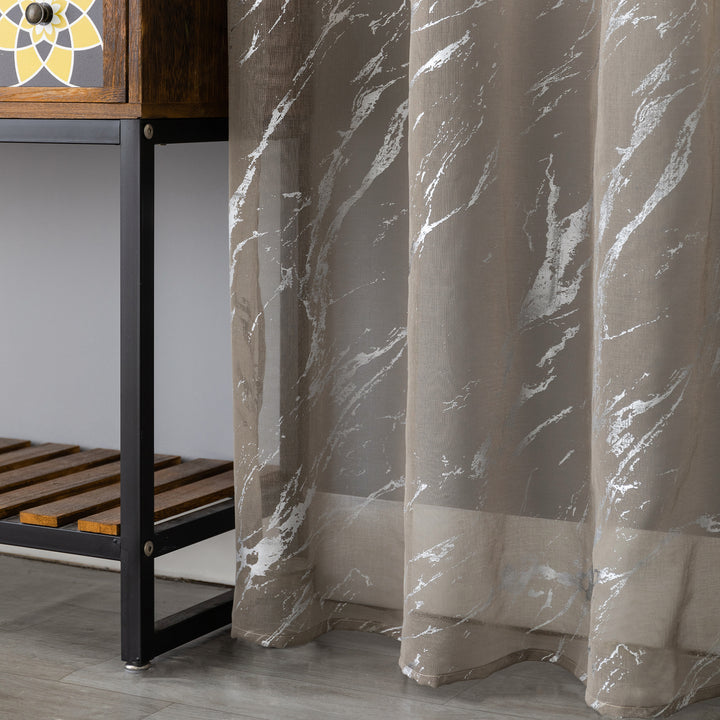 TENDA FAVIGNANA FILTRANTE FANTASIA ARGENTATA EFFETTO MARMO 1 PANNELLO 140X180CM TORTORA