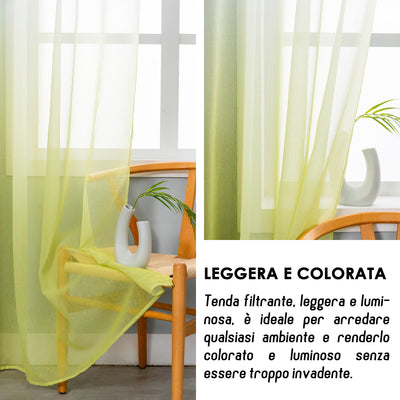 COPPIA TENDE OLÉRON FILTRANTI SFUMATE BIANCO-VERDE 2X70X145CM