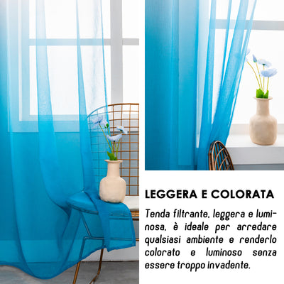 COPPIA TENDE OLÉRON FILTRANTI SFUMATE BIANCO-AZZURRO 2X70X255CM