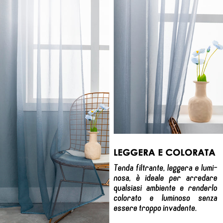 TENDA OLÉRON FILTRANTE SFUMATA BIANCO-GRIGIO 1 PANNELLO 140X145CM
