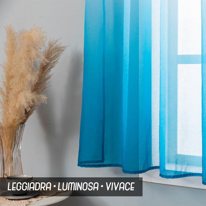 TENDA OLÉRON FILTRANTE SFUMATA BIANCO-AZZURRO 1 PANNELLO 140X145CM