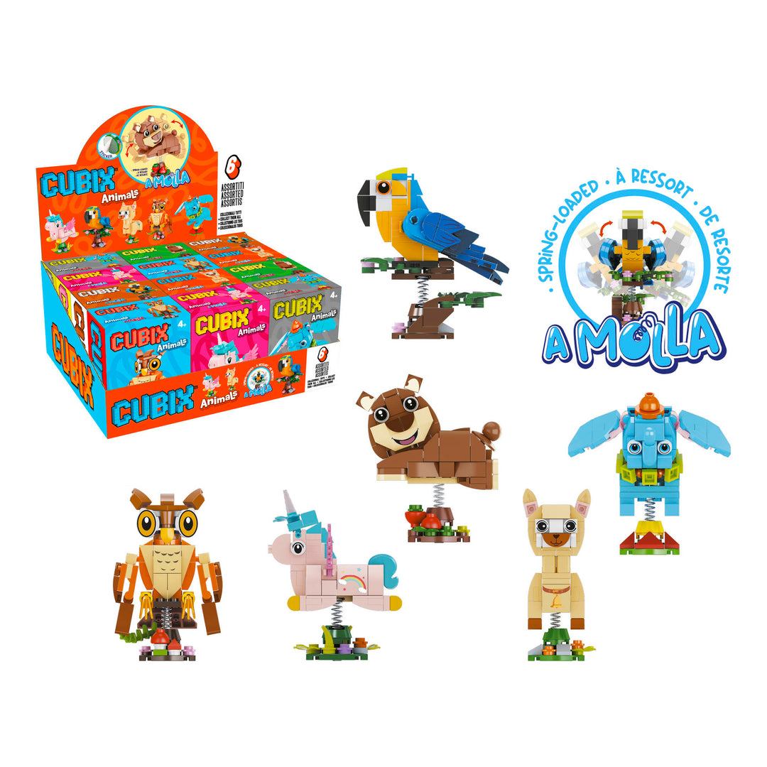 CUBIX COSTRUZIONI ANIMALI COMICI CON MOLLA