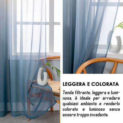 COPPIA TENDE OLÉRON FILTRANTI SFUMATE GIALLO-GRIGIO 2X70X140CM