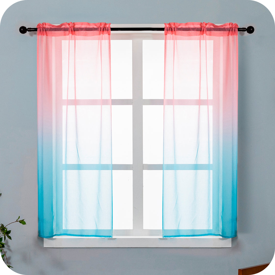 COPPIA TENDE OLÉRON FILTRANTI SFUMATE ROSA CELESTE 2X70X140CM