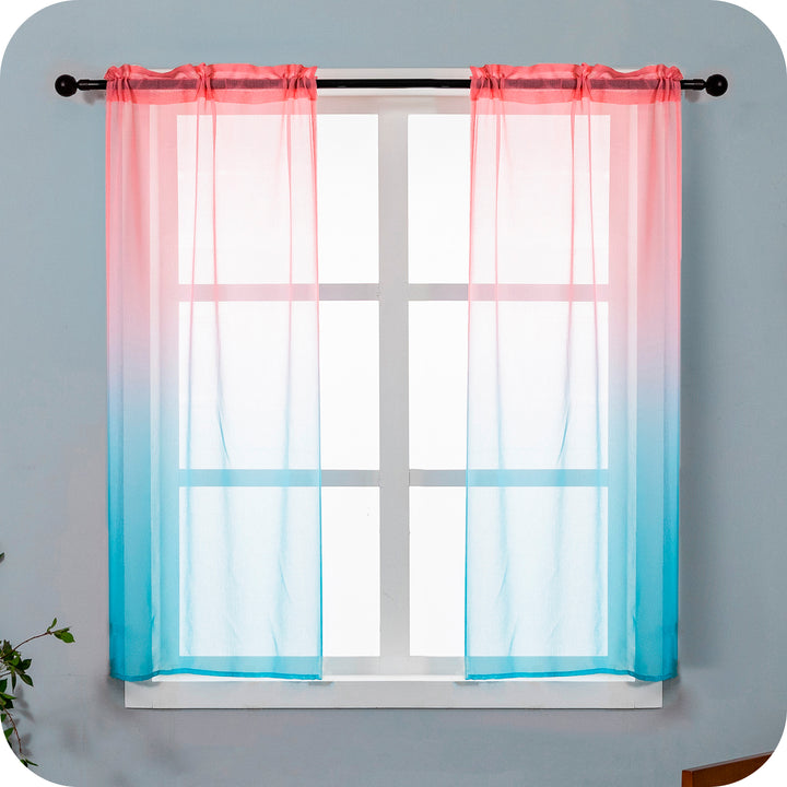 COPPIA TENDE OLÉRON FILTRANTI SFUMATE ROSA CELESTE 2X70X140CM
