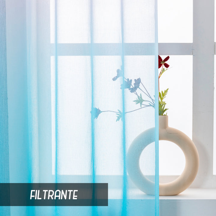 COPPIA TENDE OLÉRON FILTRANTI SFUMATE ROSA CELESTE 2X70X140CM
