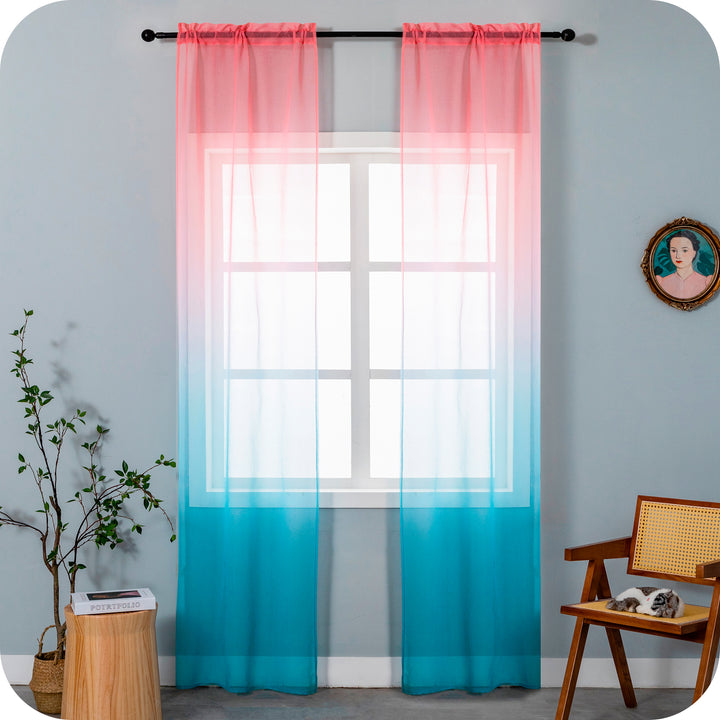 COPPIA TENDE OLÉRON FILTRANTI SFUMATE ROSA-CELESTE 2X70X255CM
