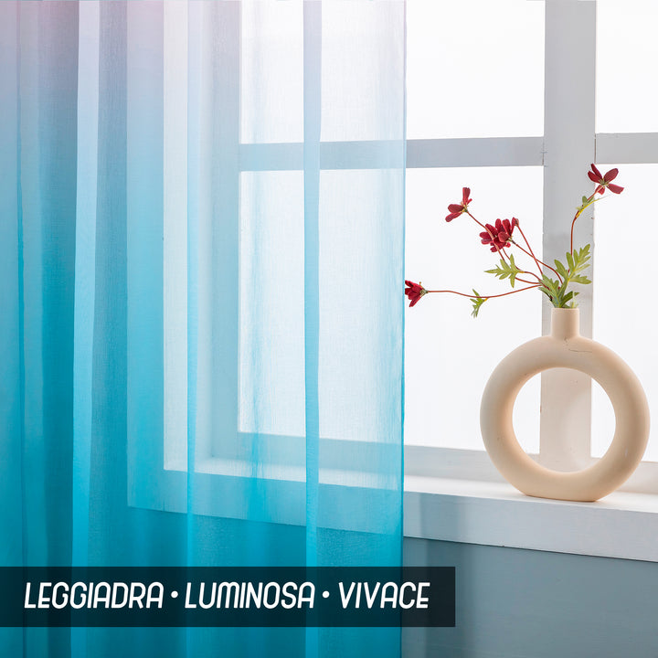 COPPIA TENDE OLÉRON FILTRANTI SFUMATE ROSA-CELESTE 2X70X255CM