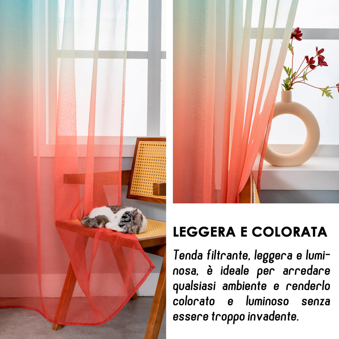 TENDA OLÉRON FILTRANTE SFUMATA BLU-ROSSO 1 PANNELLO 140X140CM