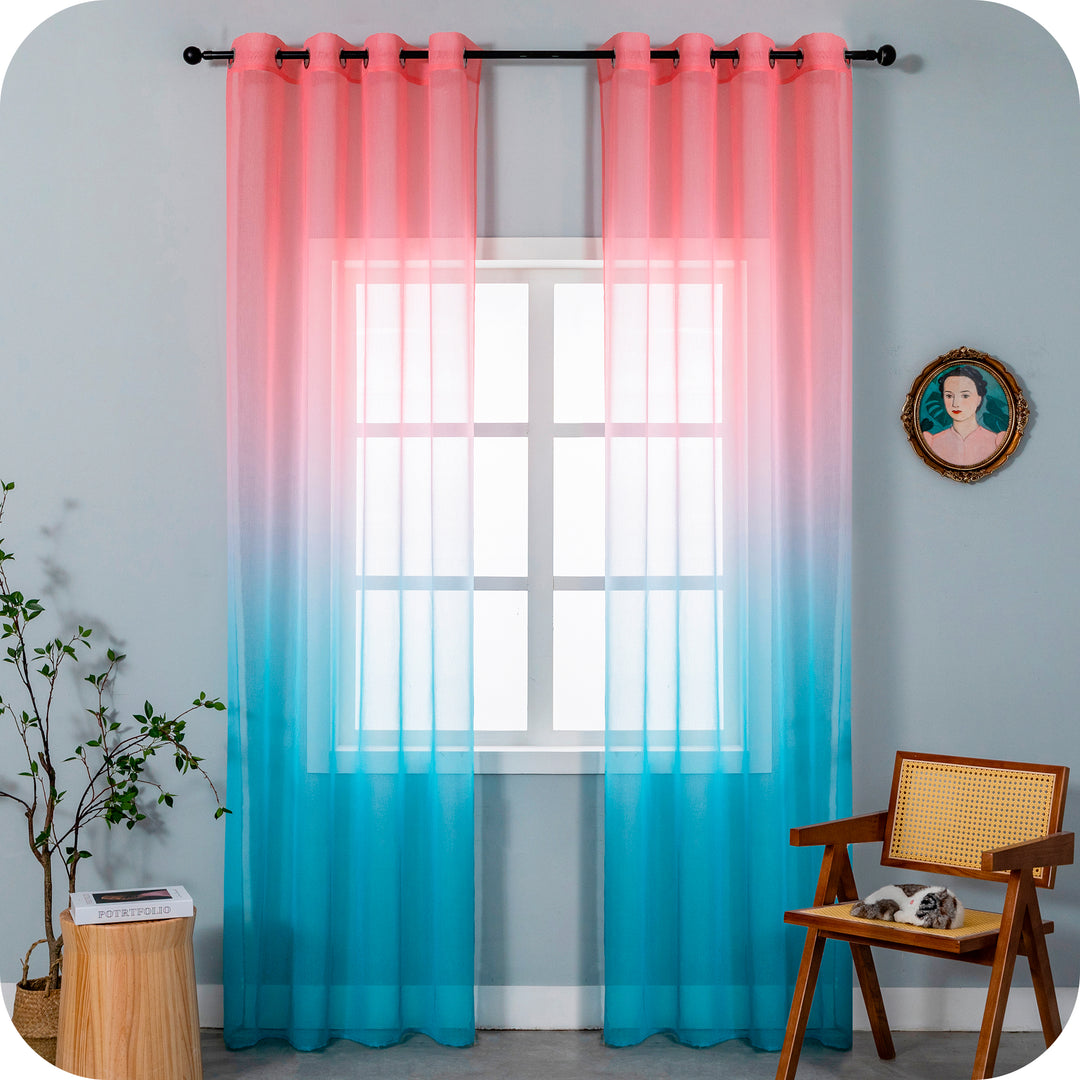 TENDA OLÉRON FILTRANTE SFUMATA ROSA-CELESTE 1 PANNELLO 140X240CM