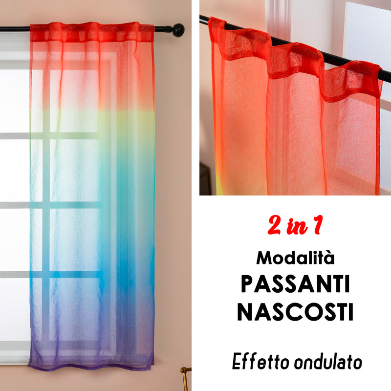 COPPIA TENDE OLÉRON FILTRANTI SFUMATE ARCOBALENO 2X70X140CM