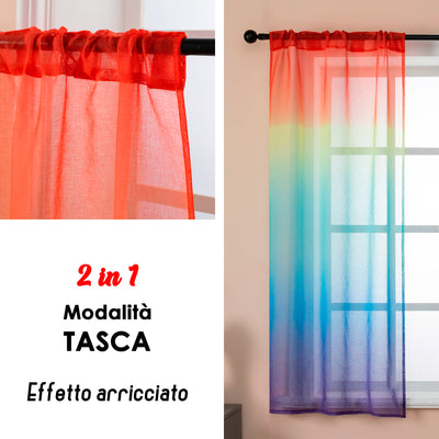 COPPIA TENDE OLÉRON FILTRANTI SFUMATE ARCOBALENO 2X70X140CM