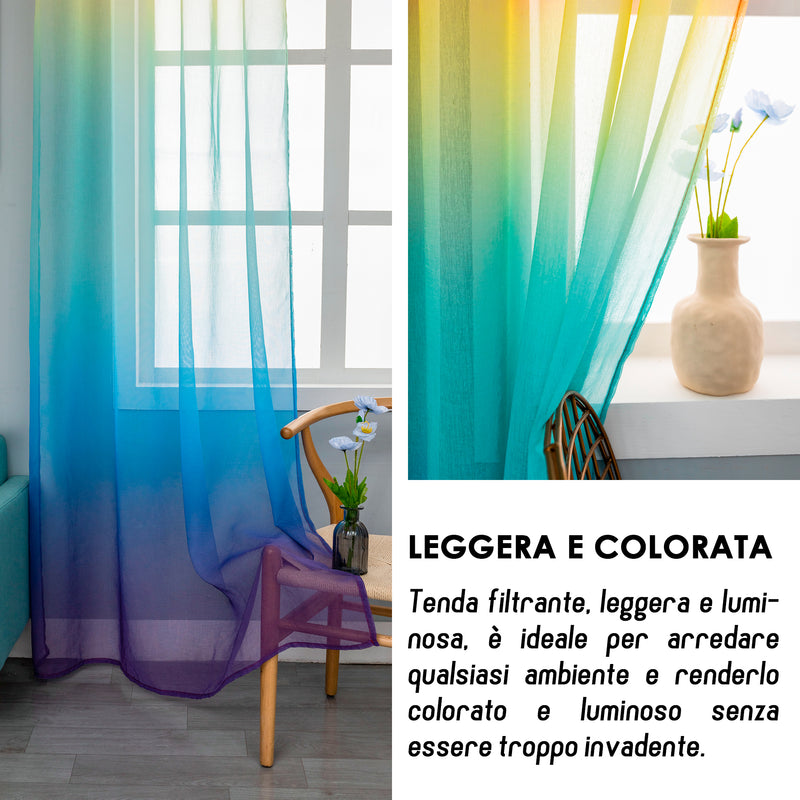 COPPIA TENDE OLÉRON FILTRANTI SFUMATE ARCOBALENO 2X70X140CM