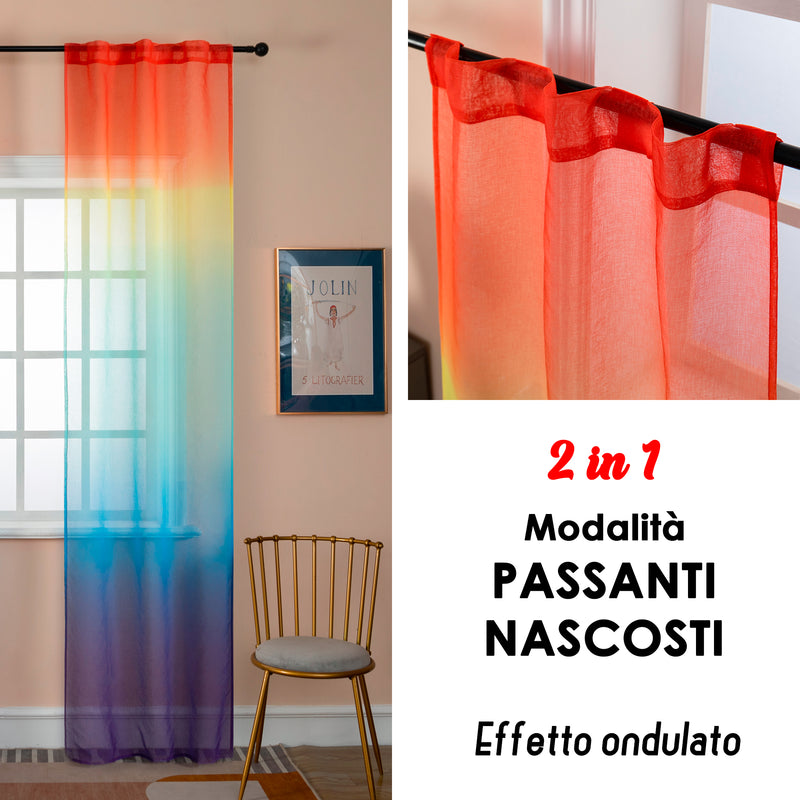 COPPIA TENDE OLÉRON FILTRANTI SFUMATE ARCOBALENO 2X70X255CM