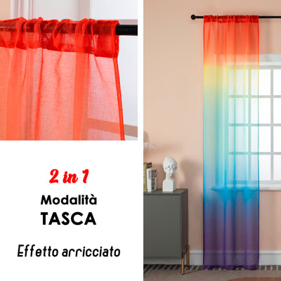 COPPIA TENDE OLÉRON FILTRANTI SFUMATE ARCOBALENO 2X70X255CM