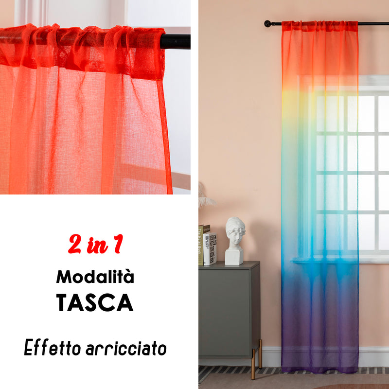 COPPIA TENDE OLÉRON FILTRANTI SFUMATE ARCOBALENO 2X70X255CM