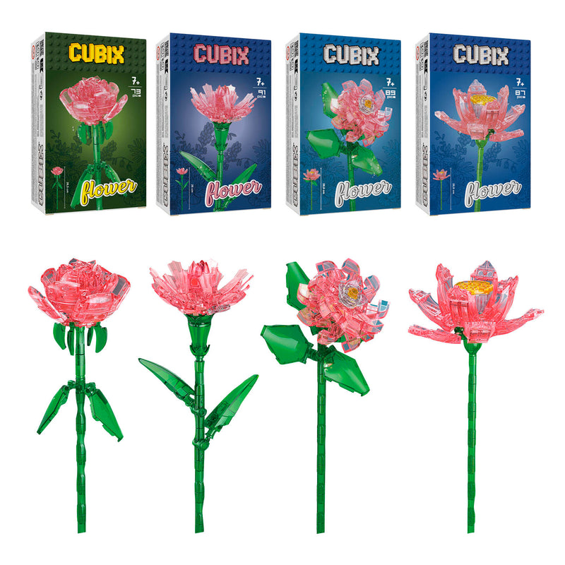 CUBIX COSTRUZIONI FIORI TRASPARENTI ROSA