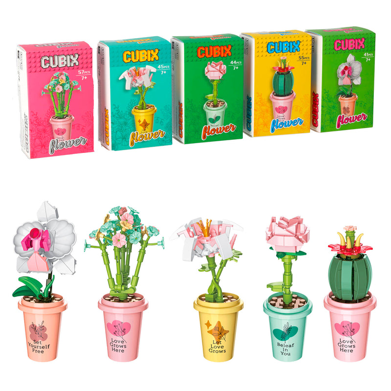 CUBIX COSTRUZIONI VASETTO CON PIANTA ROSA
