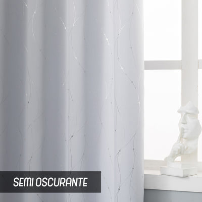 COPPIA TENDE CAPRI SEMI OSCURANTI MOTIVO INTRECCIO 2X70X240CM BIANCO