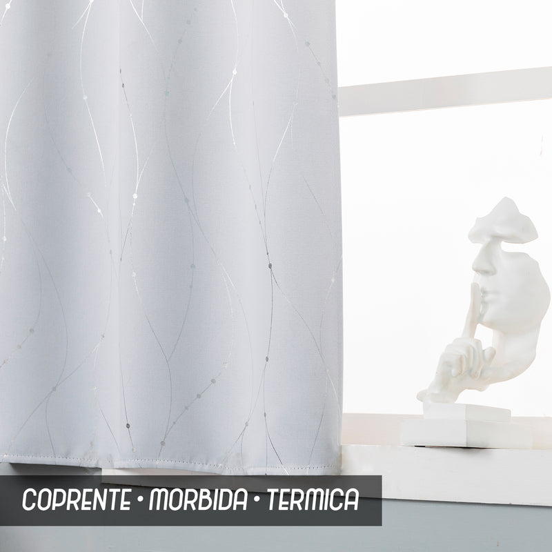 COPPIA TENDE CAPRI SEMI OSCURANTI MOTIVO INTRECCIO 2X70X150CM BIANCO