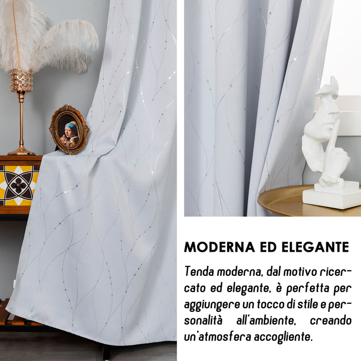 TENDA CAPRI SEMI OSCURANTE MOTIVO INTRECCIO 1 PANNELLO 140X150CM BIANCO