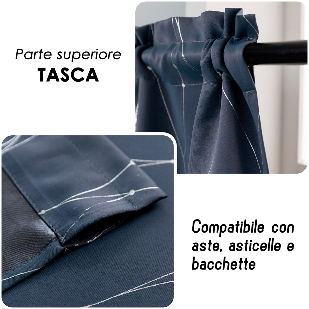 COPPIA TENDE CAPRI OSCURANTI MOTIVO INTRECCIO 2X70X150CM GRIGIO