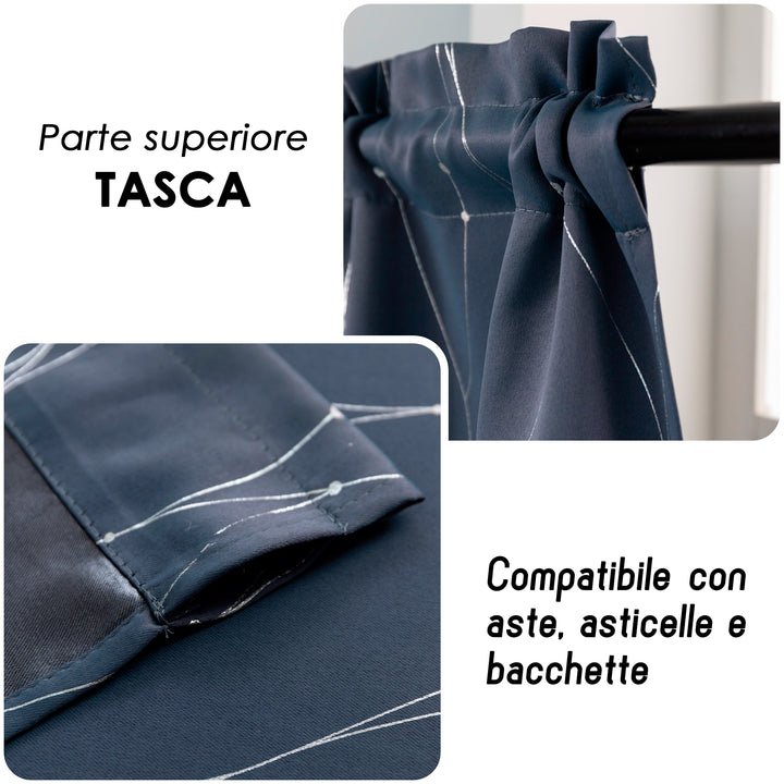 COPPIA TENDE CAPRI OSCURANTI MOTIVO INTRECCIO 2X70X150CM GRIGIO