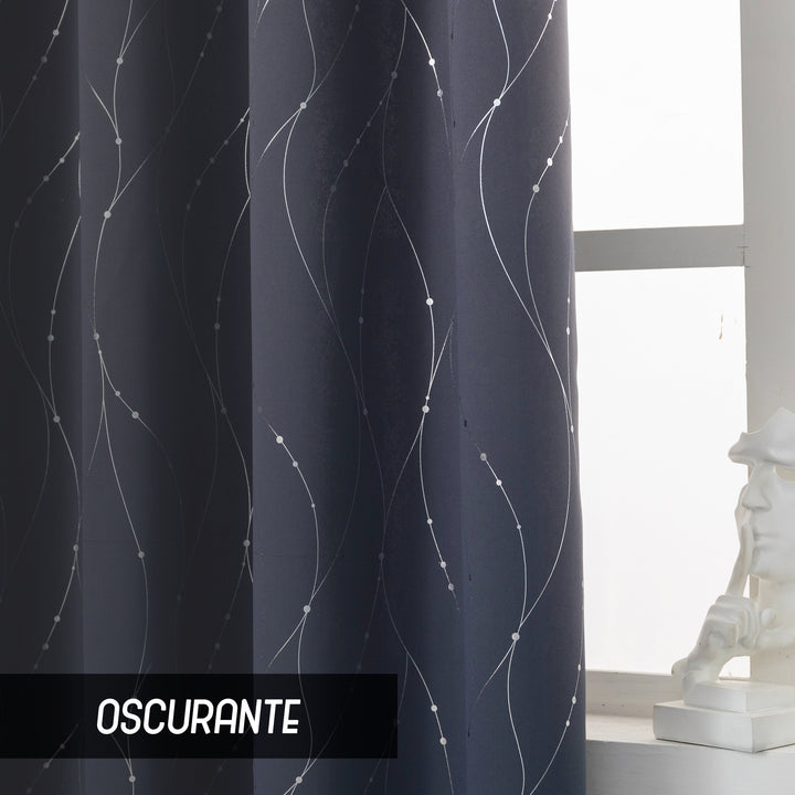 TENDA CAPRI OSCURANTE MOTIVO INTRECCIO 1 PANNELLO 140X150CM GRIGIO