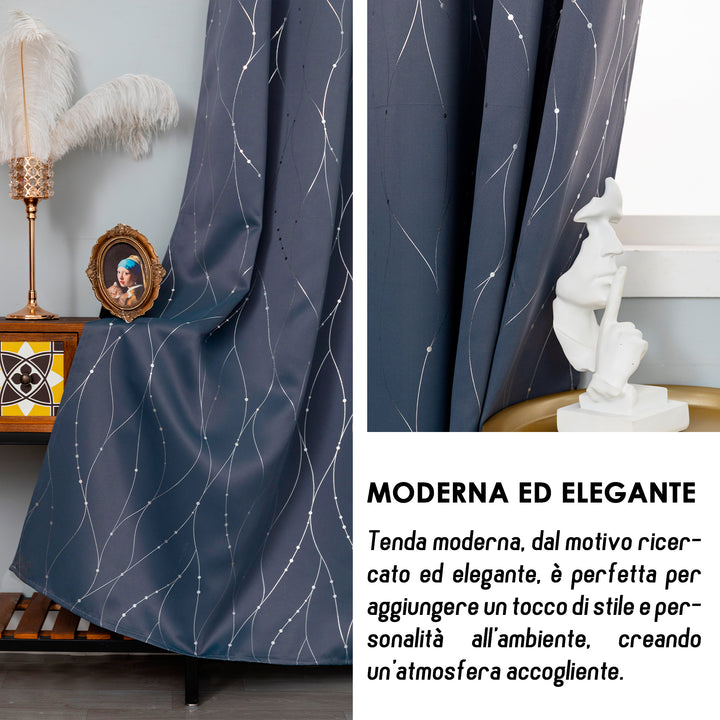 TENDA CAPRI OSCURANTE MOTIVO INTRECCIO 1 PANNELLO 140X150CM GRIGIO