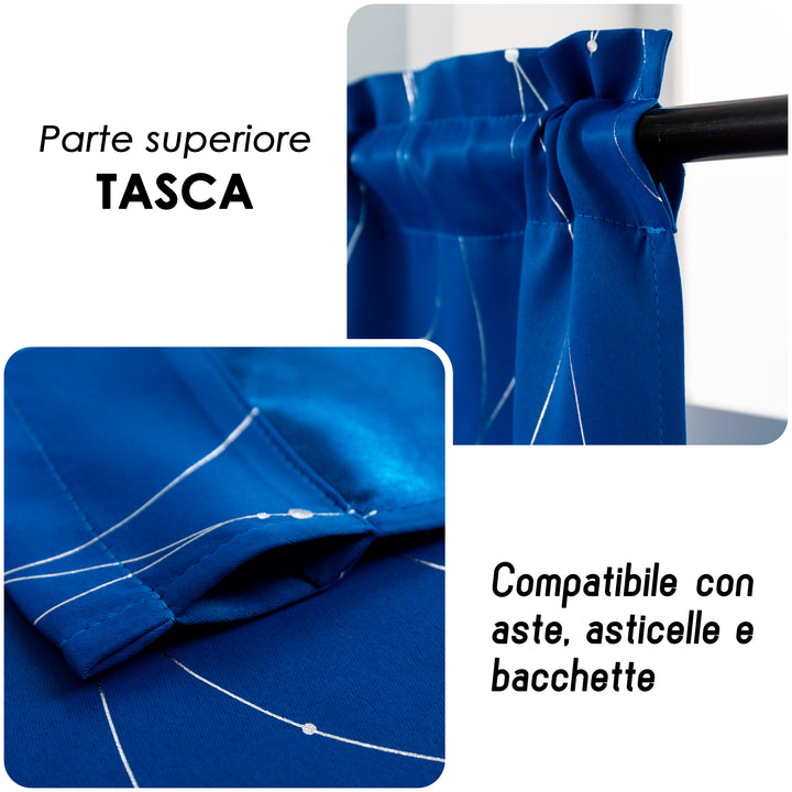 COPPIA TENDE CAPRI OSCURANTI MOTIVO INTRECCIO 2X70X150CM BLU