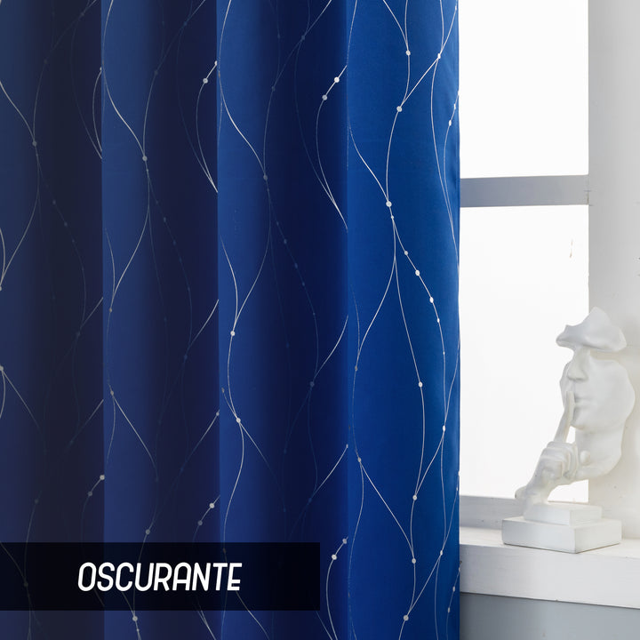 COPPIA TENDE CAPRI OSCURANTI MOTIVO INTRECCIO 2X70X150CM BLU