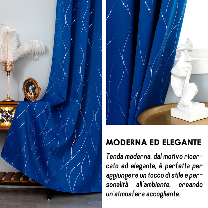 COPPIA TENDE CAPRI OSCURANTI MOTIVO INTRECCIO 2X70X150CM BLU