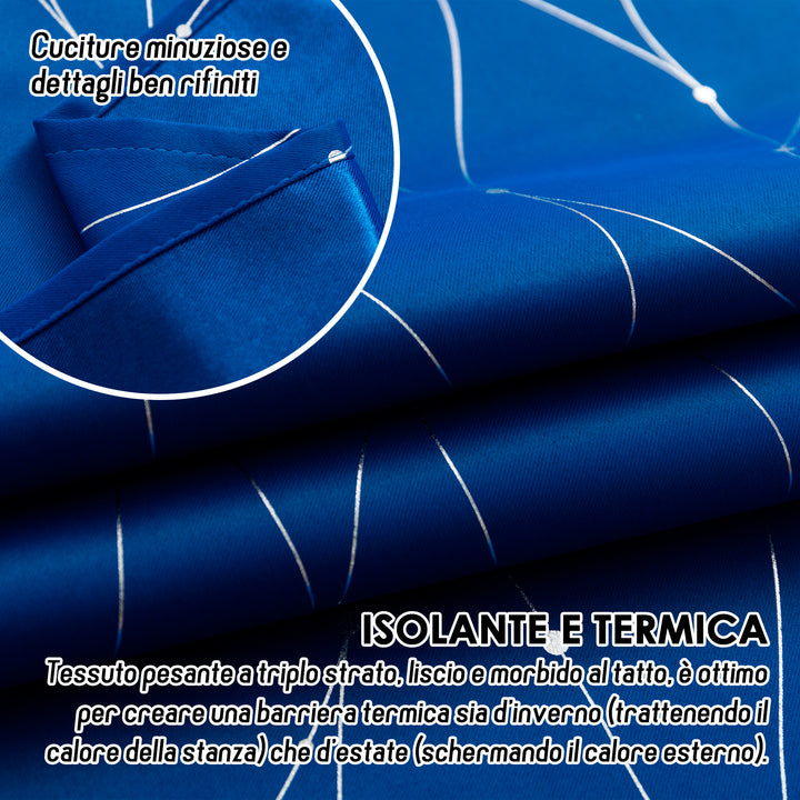 COPPIA TENDE CAPRI OSCURANTI MOTIVO INTRECCIO 2X70X150CM BLU
