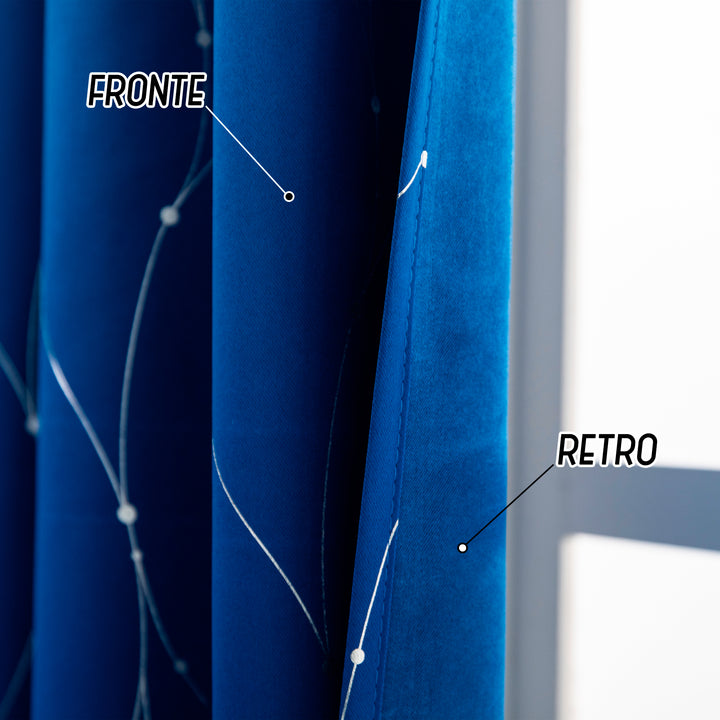 COPPIA TENDE CAPRI OSCURANTI MOTIVO INTRECCIO 2X70X150CM BLU