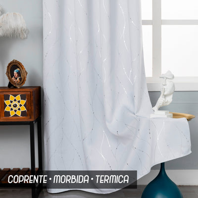 COPPIA TENDE CAPRI SEMI OSCURANTI MOTIVO INTRECCIO 2X70X240CM BIANCO