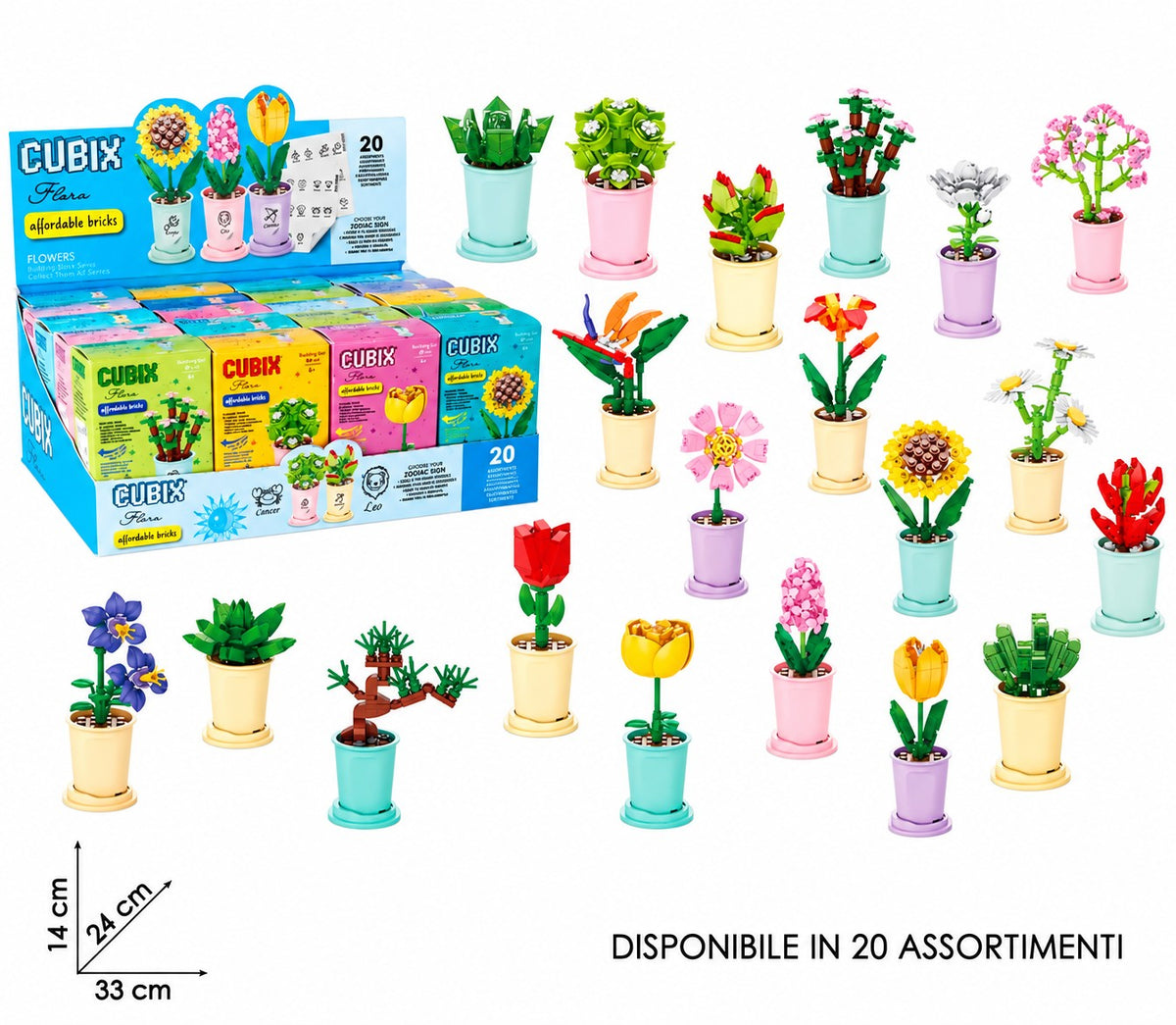CUBIX COSTRUZIONI VASO ZODIACO CON FIORE