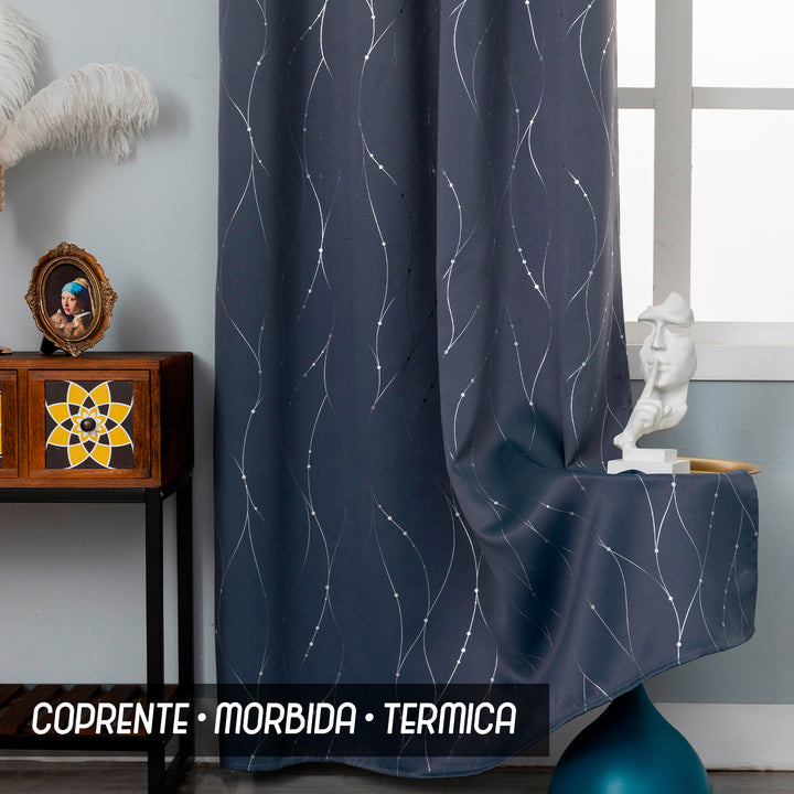 TENDA CAPRI OSCURANTE MOTIVO INTRECCIO 1 PANNELLO 140X290CM GRIGIO