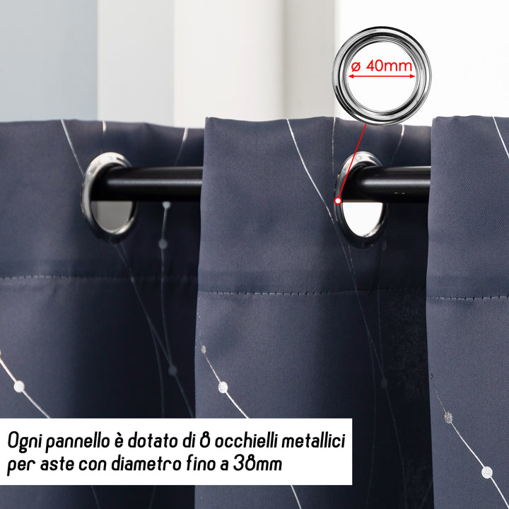 TENDA CAPRI OSCURANTE MOTIVO INTRECCIO 1 PANNELLO 140X150CM GRIGIO