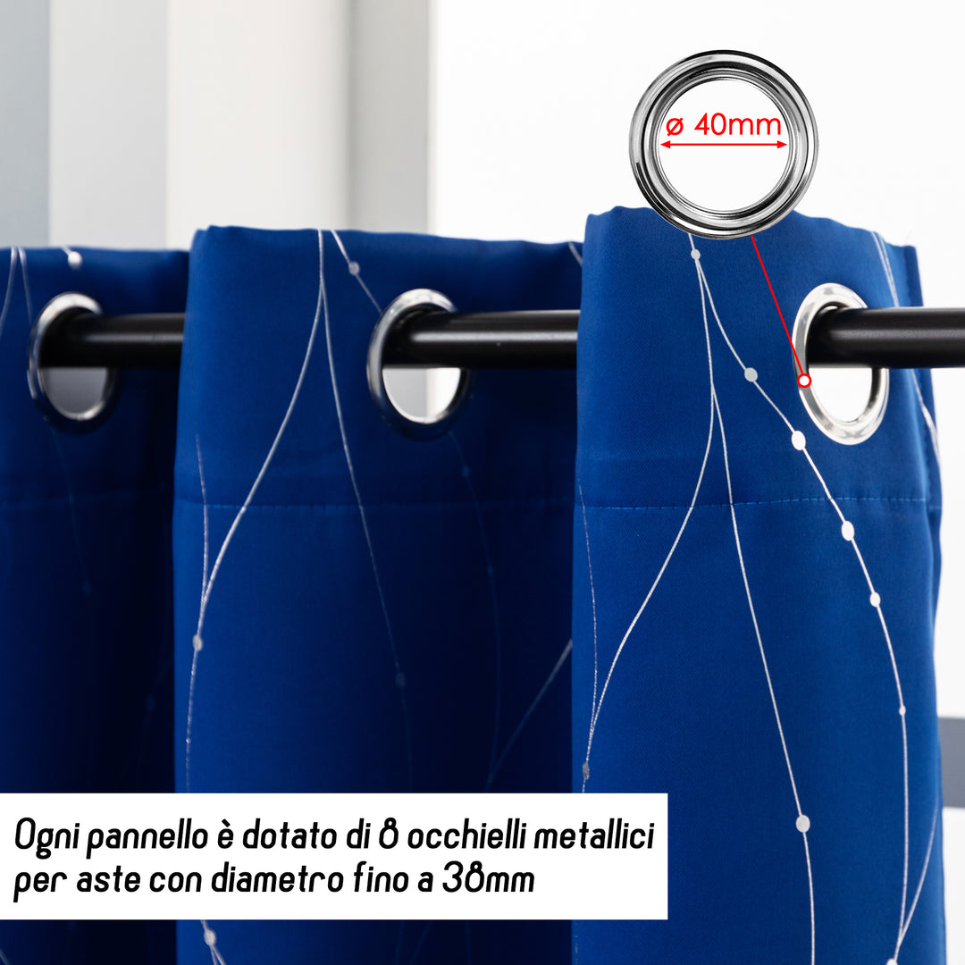 TENDA CAPRI OSCURANTE MOTIVO INTRECCIO 1 PANNELLO 140X290CM BLU