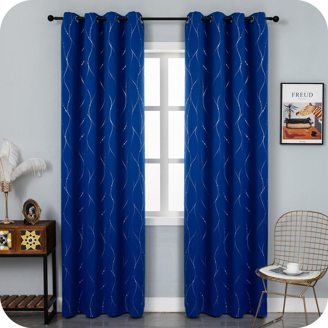 TENDA CAPRI OSCURANTE MOTIVO INTRECCIO 1 PANNELLO 140X290CM BLU