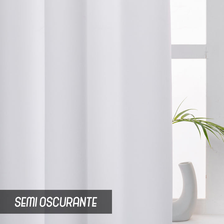 COPPIA TENDE FIJI SEMI OSCURANTI TINTA UNITA 2X55X130CM BIANCO