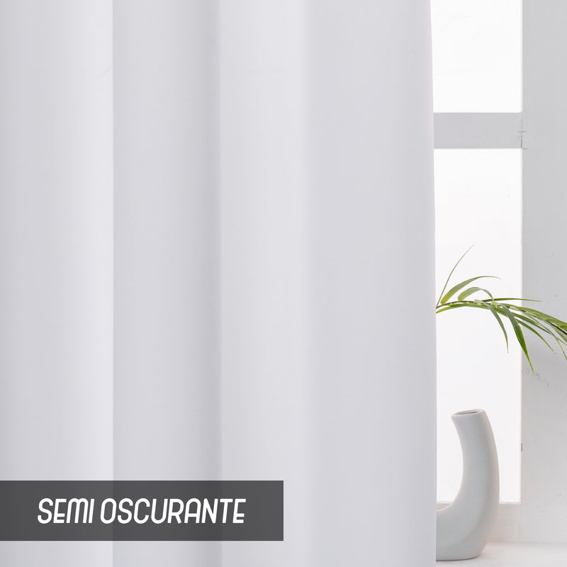 COPPIA TENDE FIJI SEMI OSCURANTI TINTA UNITA 2X70X145CM BIANCO