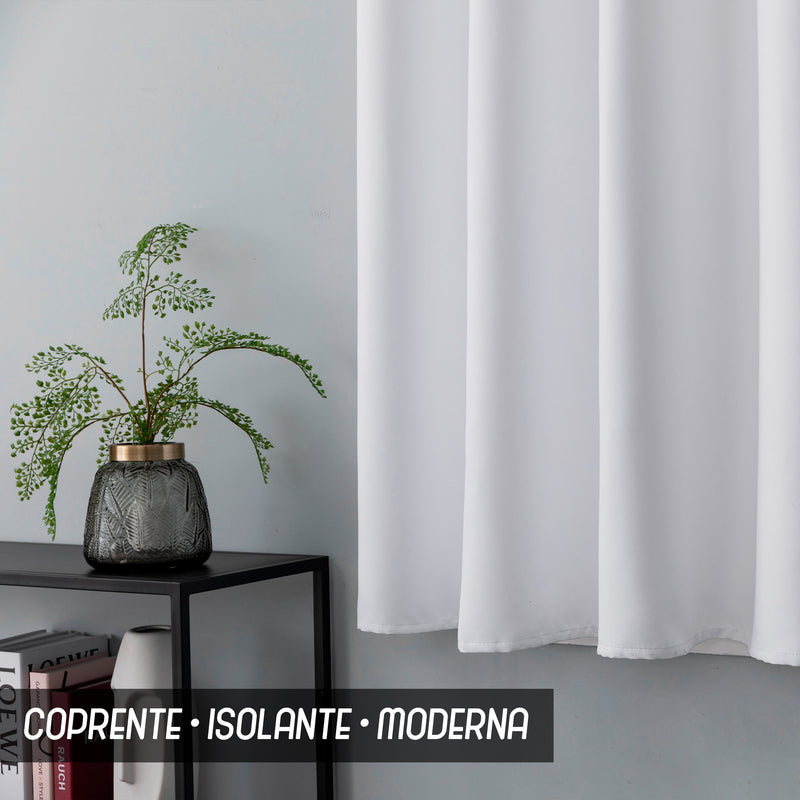 COPPIA TENDE FIJI SEMI OSCURANTI TINTA UNITA 2X70X145CM BIANCO