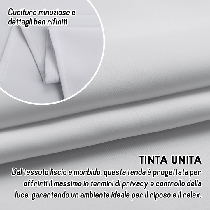 COPPIA TENDE FIJI SEMI OSCURANTI TINTA UNITA 2X55X130CM BIANCO