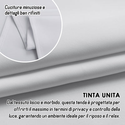 COPPIA TENDE FIJI SEMI OSCURANTI TINTA UNITA 2X70X145CM BIANCO