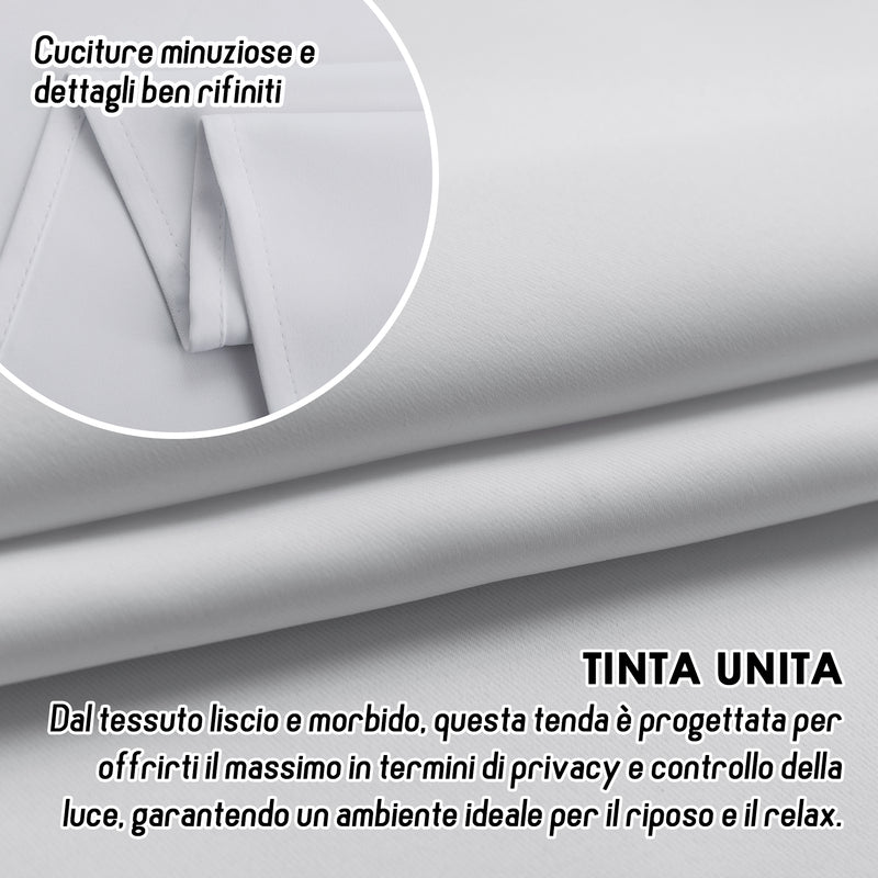 COPPIA TENDE FIJI SEMI OSCURANTI TINTA UNITA 2X70X145CM BIANCO