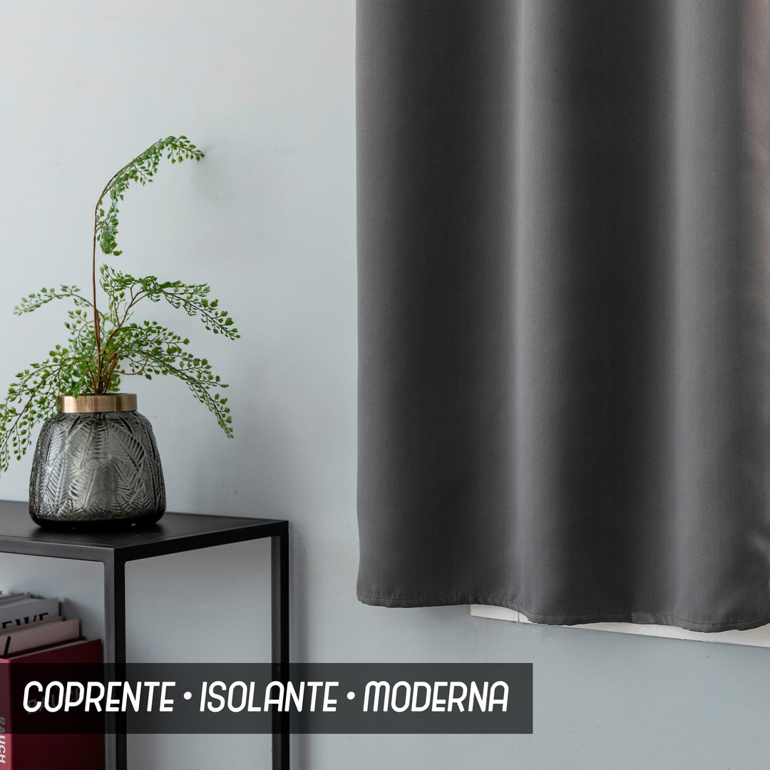 COPPIA TENDE FIJI OSCURANTI TINTA UNITA 2X70X150CM GRIGIO