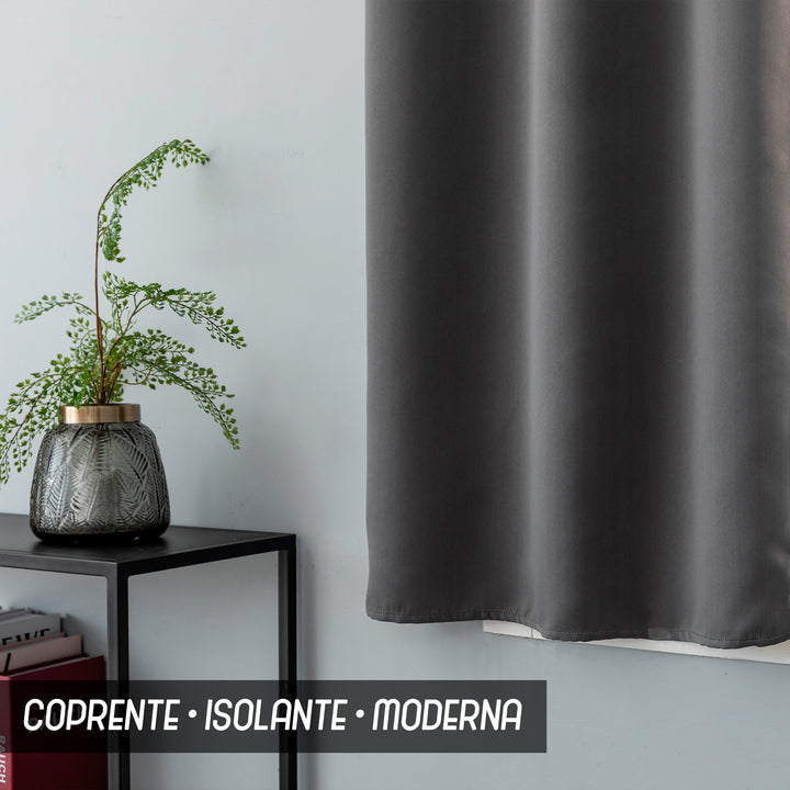 COPPIA TENDE FIJI OSCURANTI TINTA UNITA 2X70X150CM GRIGIO
